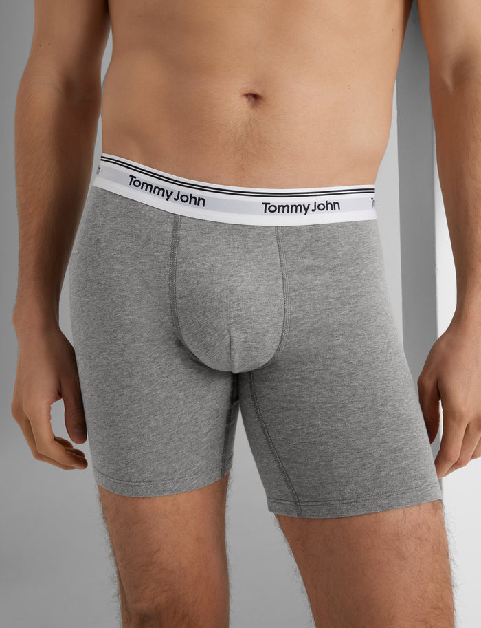 Signature Cotton Mid-Length Boxer Brief 6"::Medium Heather Grey