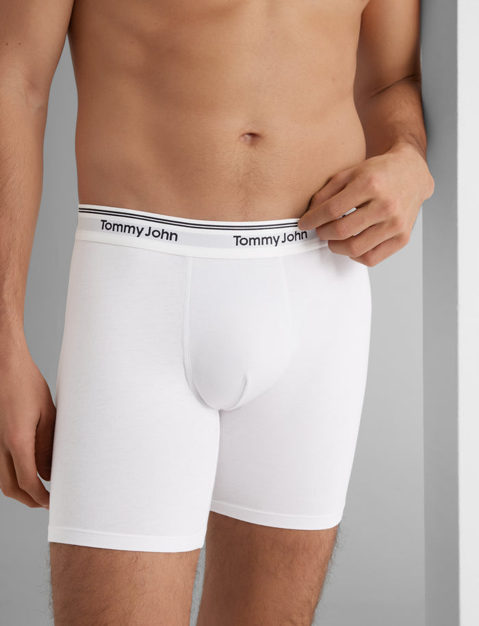 Signature Cotton Mid-Length Boxer Brief 6"::White