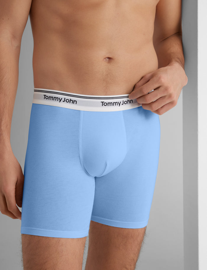 Signature Cotton Mid-Length Boxer Brief 6"::Della Robbia Blue