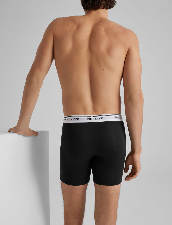 Signature Cotton Mid-Length Boxer Brief 6"::Black