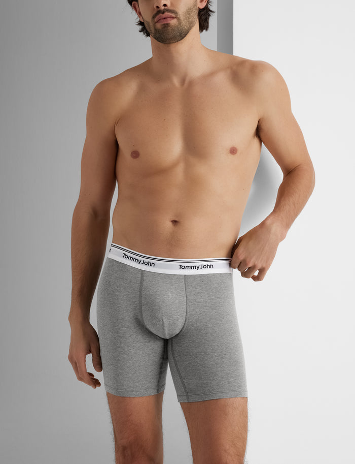 Signature Cotton Mid-Length Boxer Brief 6"::Medium Heather Grey