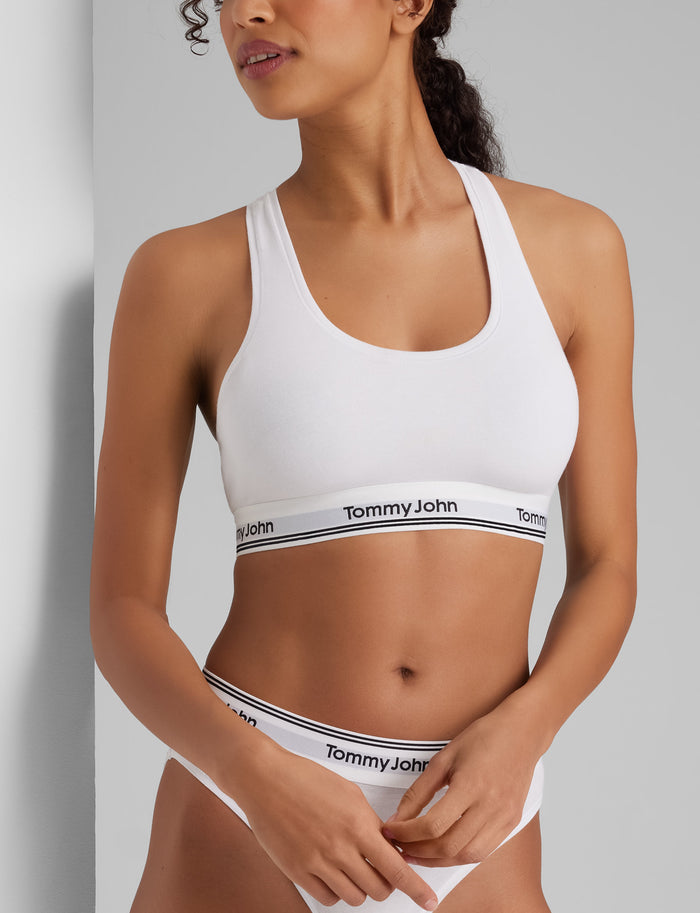 Signature Cotton Scoop Bralette::White