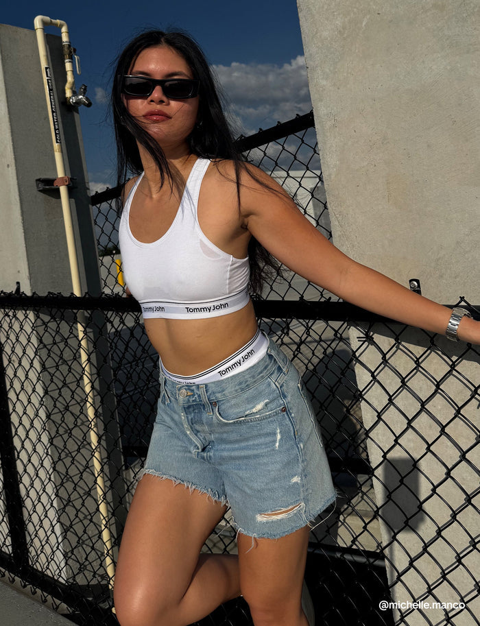 Signature Cotton Scoop Bralette::White
