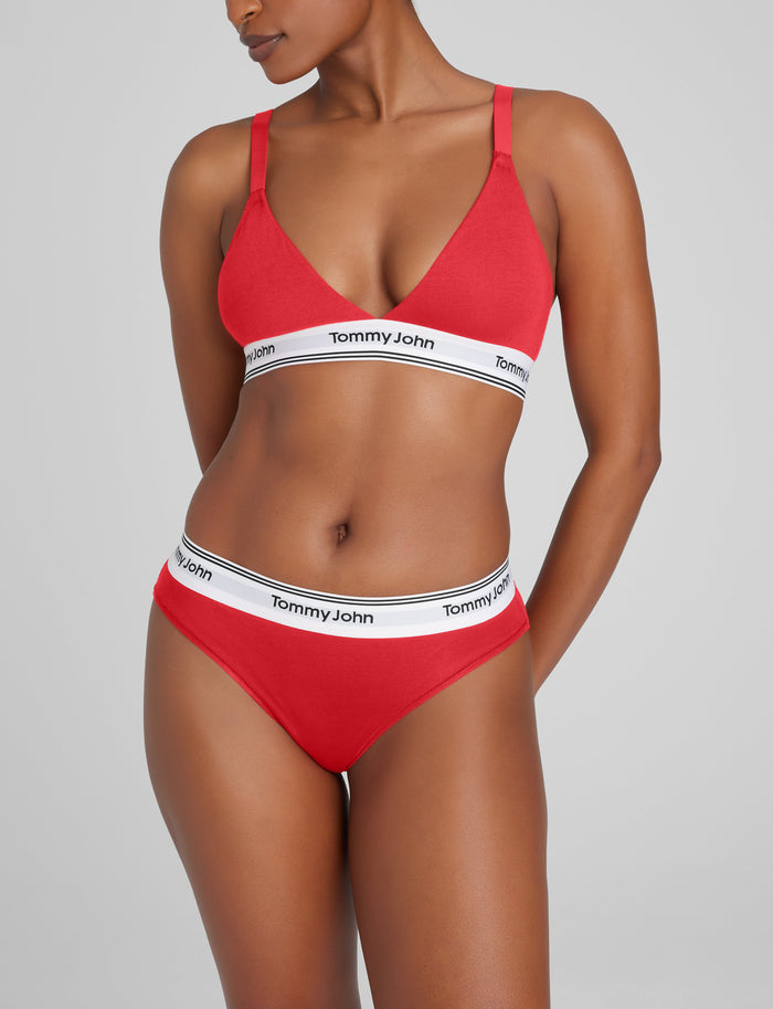Signature Cotton Triangle Bralette (2-pack)::Red/Black