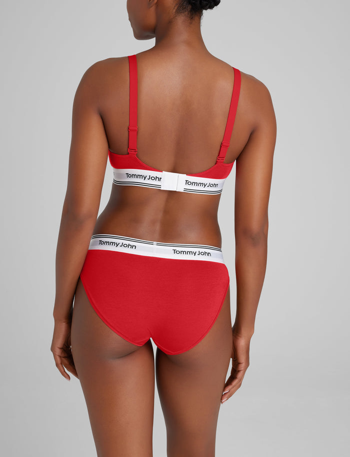 Signature Cotton Triangle Bralette::High Risk Red
