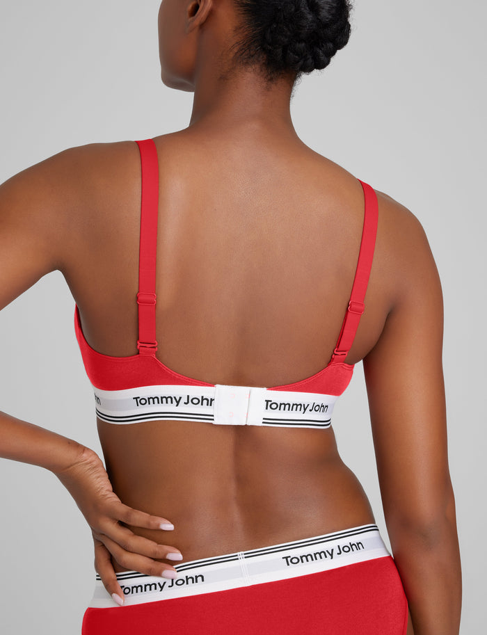 Signature Cotton Triangle Bralette::High Risk Red