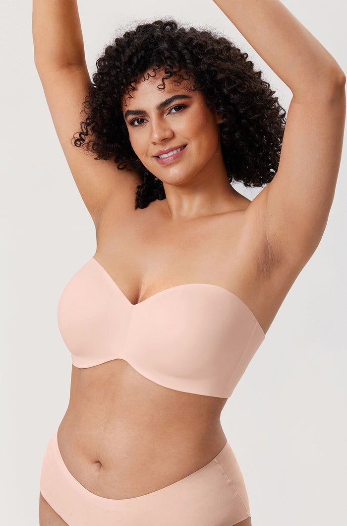 Women's Silicone-Free Strapless Bra Apricot Pink