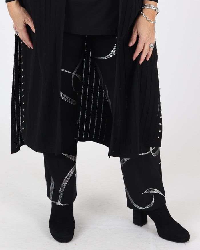 Silky Knit Abstract Print Pull-On Pants - Joseph Ribkoff
