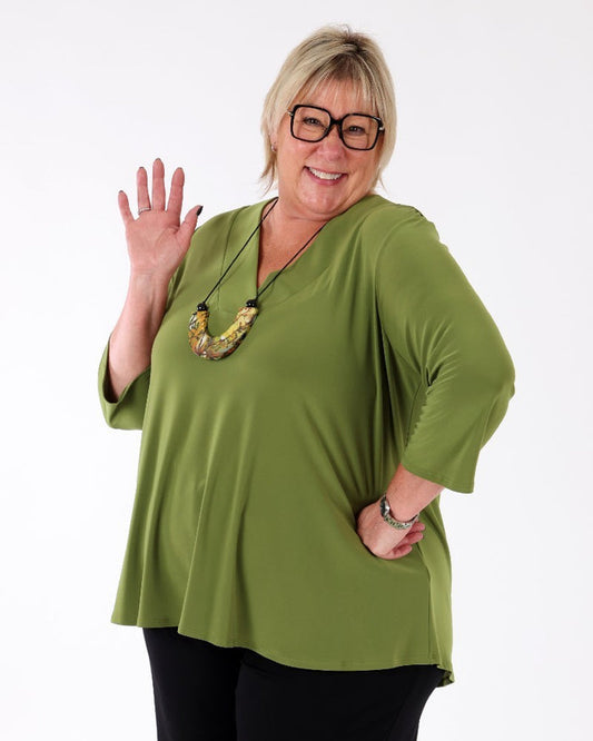 Silky Knit Flared Top Artichoke - Joseph Ribkoff
