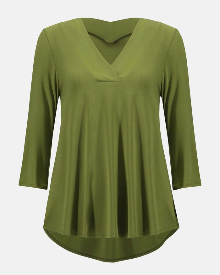 Silky Knit Flared Top Artichoke - Joseph Ribkoff