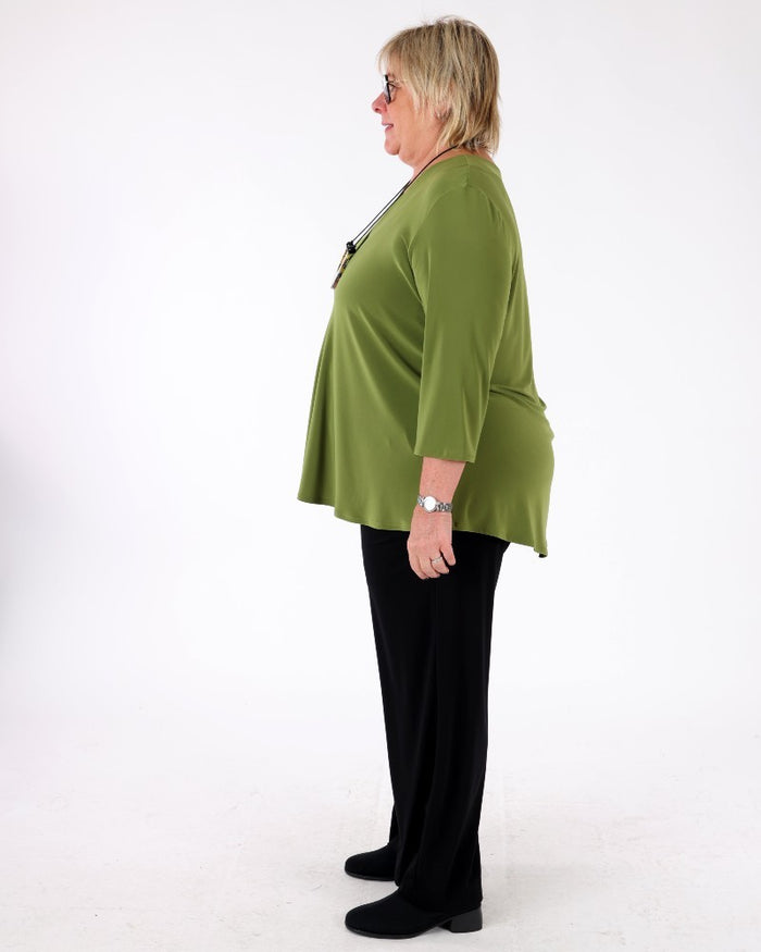 Silky Knit Flared Top Artichoke - Joseph Ribkoff