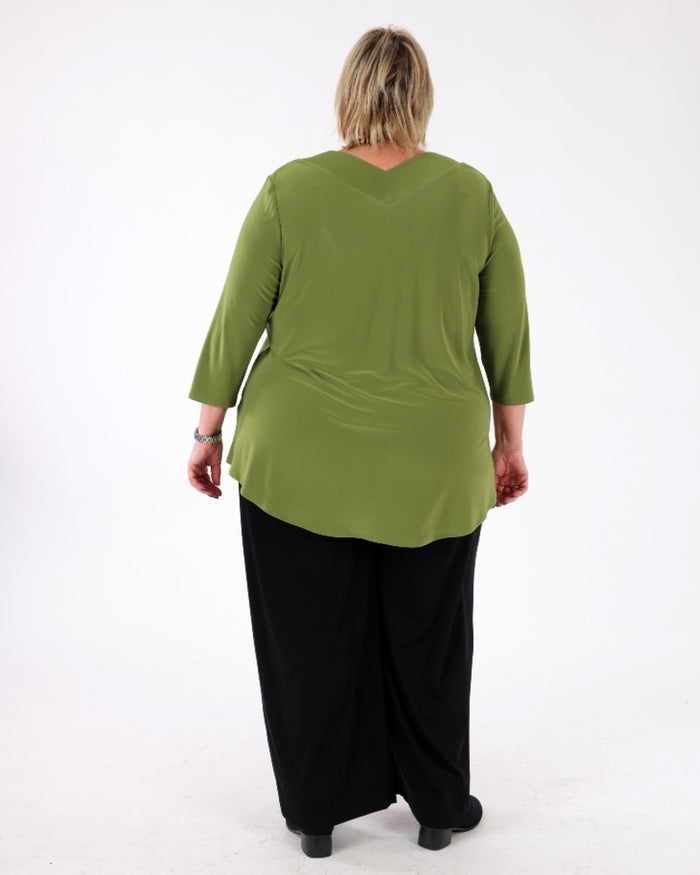 Silky Knit Flared Top Artichoke - Joseph Ribkoff