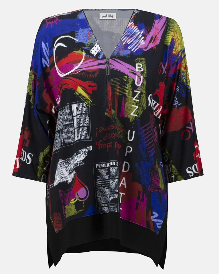 Silky Knit Printed Boxy Tunic Multi - Joseph Ribkoff