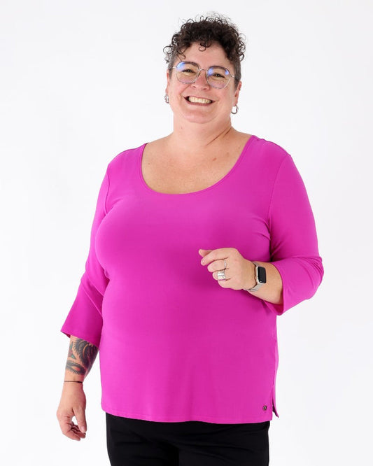 Silky Knit Scoop Neck Fit & Flare Top Cosmos - Joseph Ribkoff