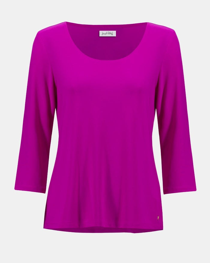 Silky Knit Scoop Neck Fit & Flare Top Cosmos - Joseph Ribkoff