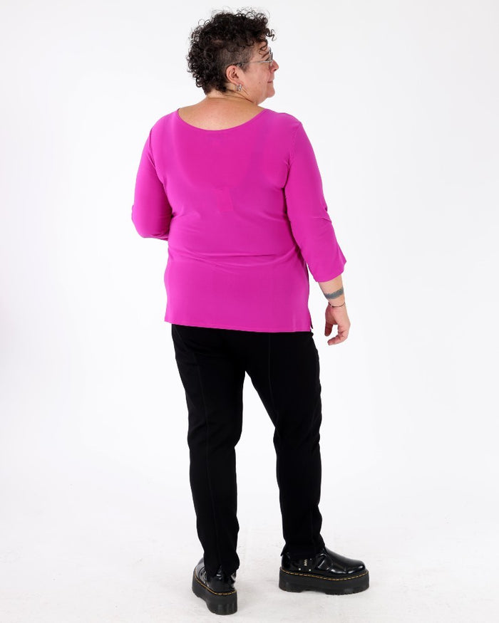 Silky Knit Scoop Neck Fit & Flare Top Cosmos - Joseph Ribkoff