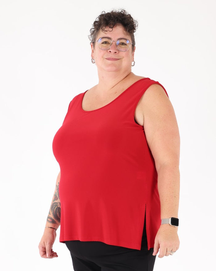Silky Knit Scoop Neck red camisole - Joseph Ribkoff