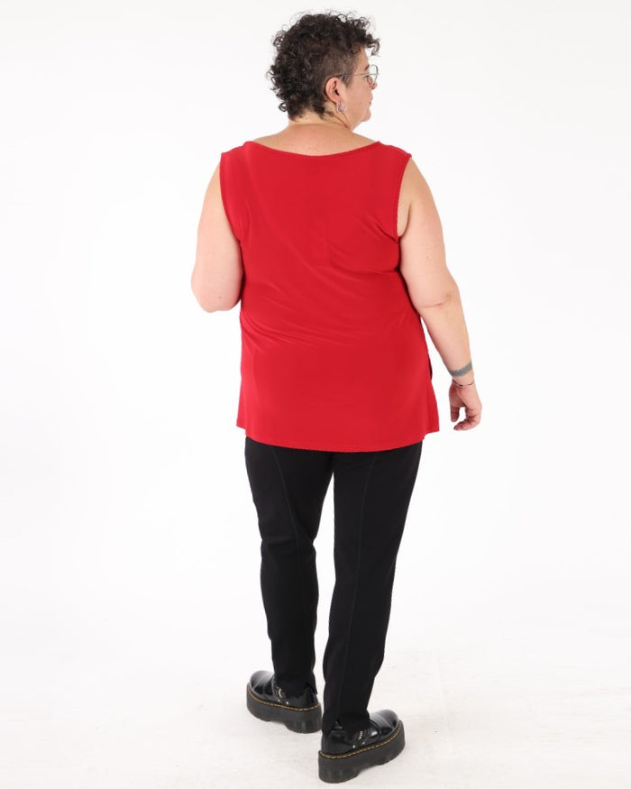 Silky Knit Scoop Neck red camisole - Joseph Ribkoff