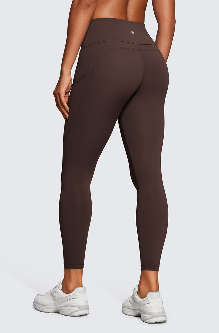 CRZ YOGA Women's Sleek Pocket Leggings 25” Hot Fudge Brown