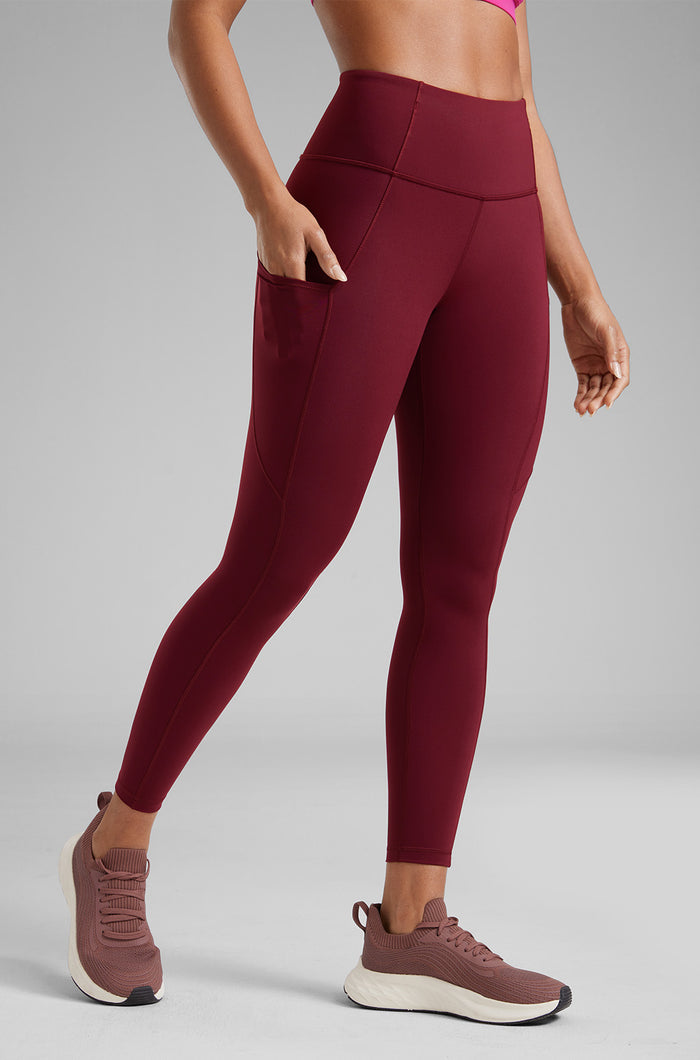 CRZ YOGA Women's Sleek Pocket Leggings 25” Red Merlot