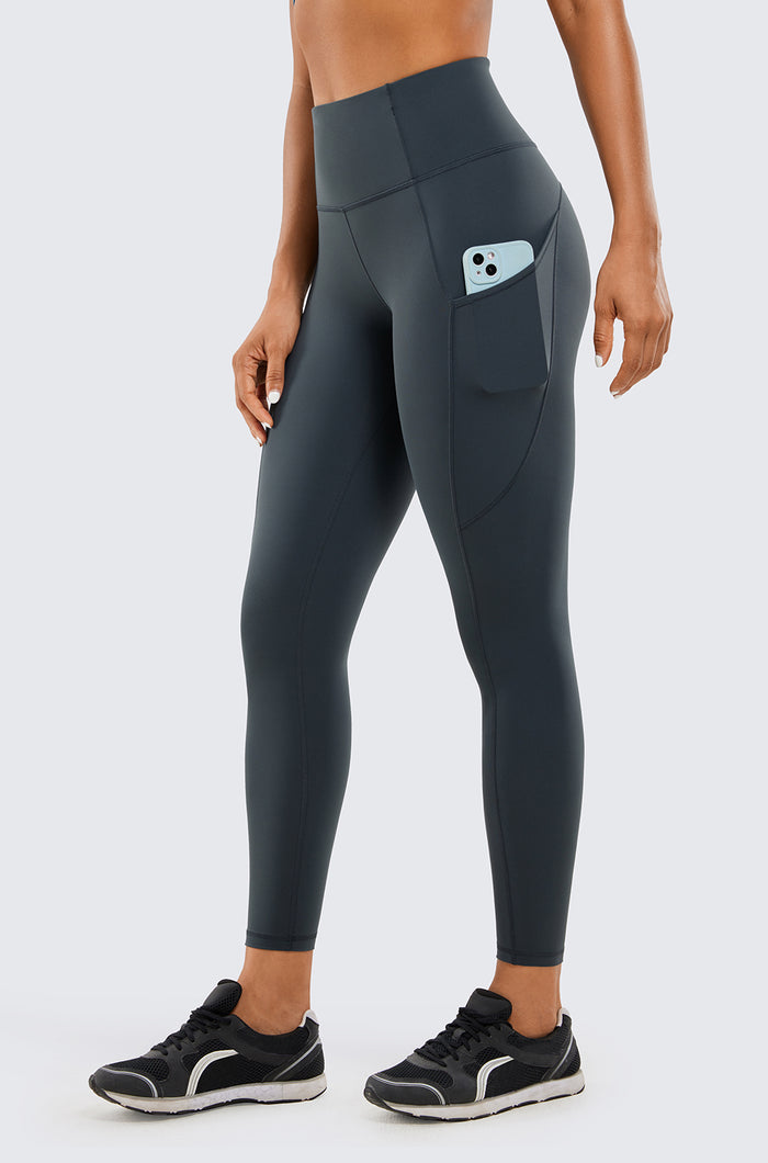 CRZ YOGA Women's Sleek Pocket Leggings 25” Melanite
