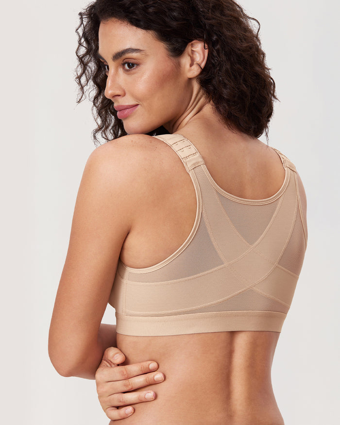 Women's Soft X-shaped Back Posture Bra Cashew