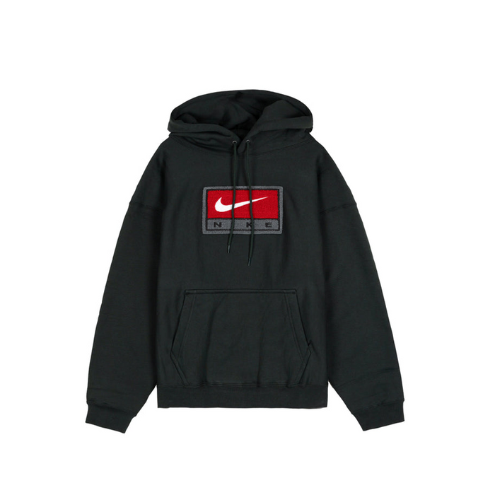 Solo Swoosh Fleece Pullover Hoodie 'Black Spruce White'