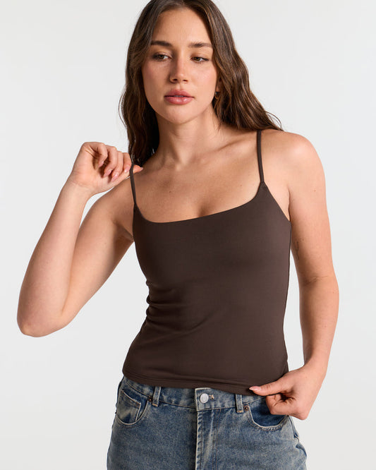 Spaghetti Straps Double Layer Crop Cami