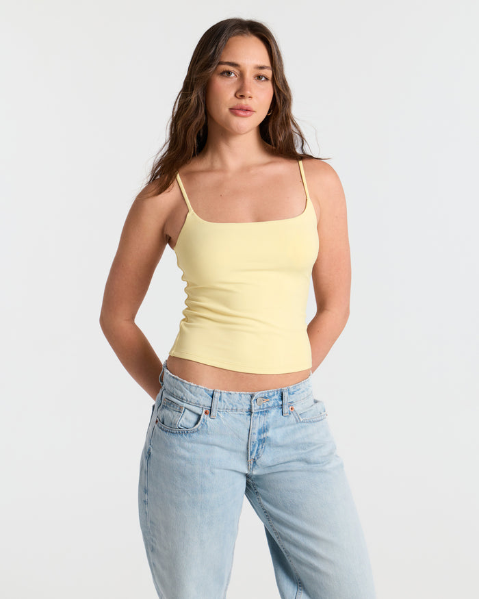 Spaghetti Straps Double Layer Crop Cami