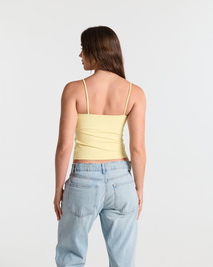 Spaghetti Straps Double Layer Crop Cami