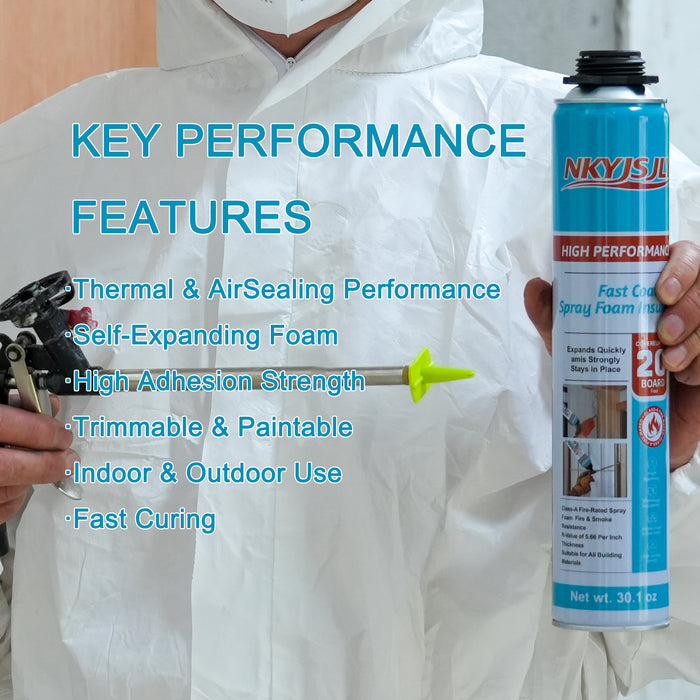 Spray Foam Insulation Kit 30.1 oz, Expanding Sealant, Closed Cell Spray Foam Heat Acoustic Insulation, High Density, Cleaner, Gun