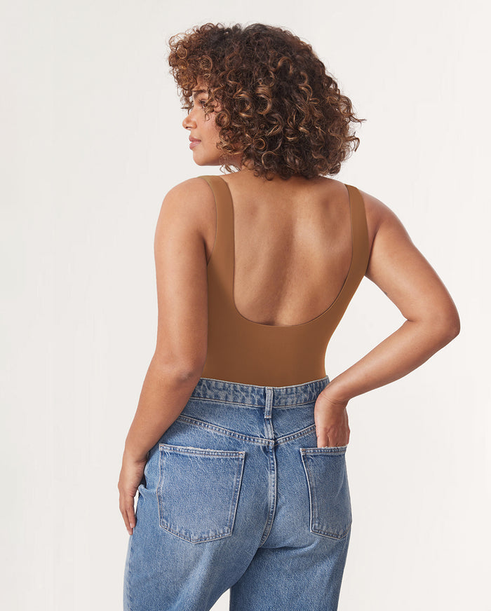 Women's Square Neck Bodysuit Chipmunk