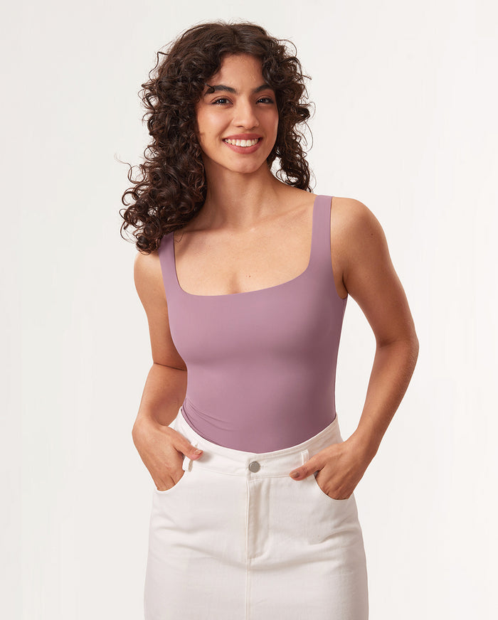 Women's Square Neck Bodysuit Orchid Rose