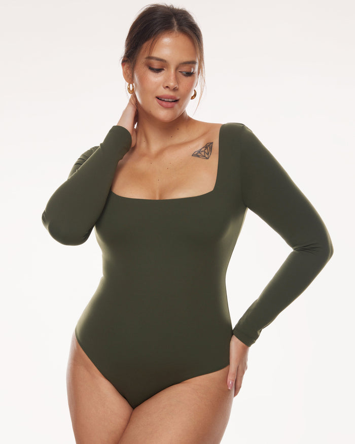 Square Neck Long Sleeve Bodysuit