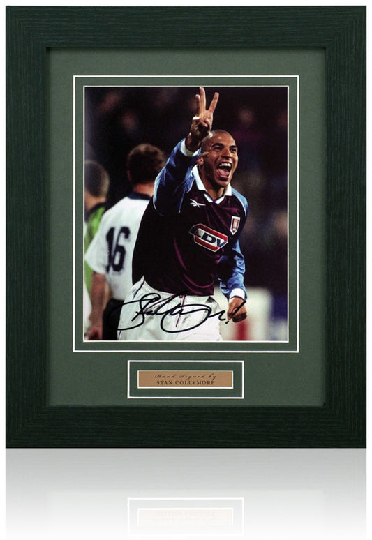 Stan Collymore Aston Villa Legend Signed Photograph 14x17in Framed + COA