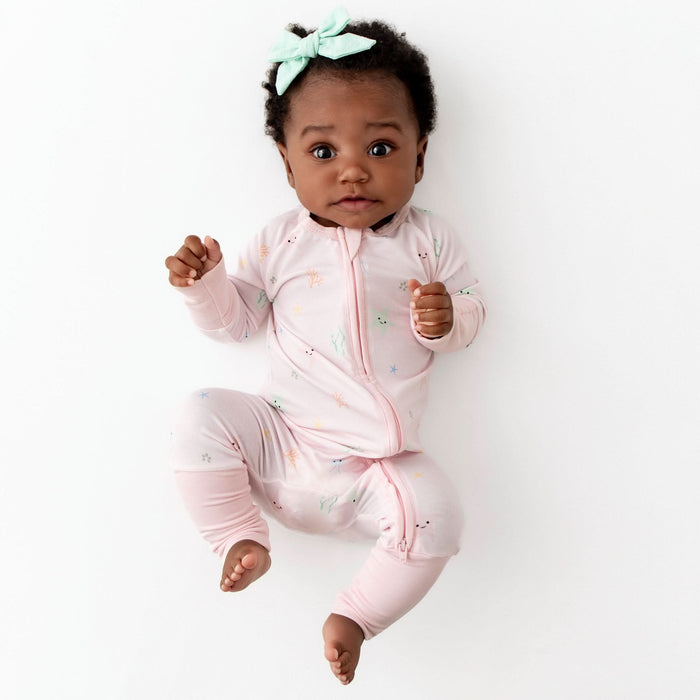 Starfish print bamboo convertible baby romper