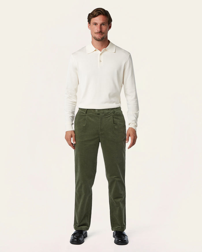 Straight Corduroy Pants Dark Olive