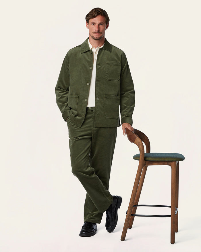 Straight Corduroy Pants Dark Olive