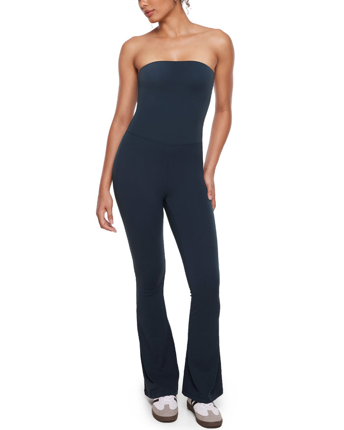 Strapless Flare Legging Jumpsuit