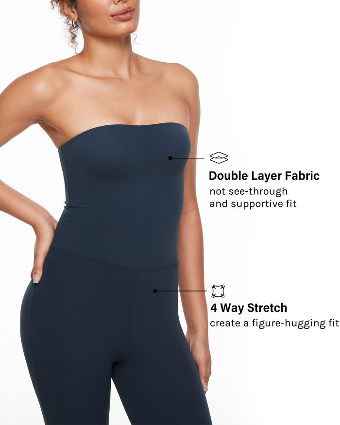 Strapless Flare Legging Jumpsuit