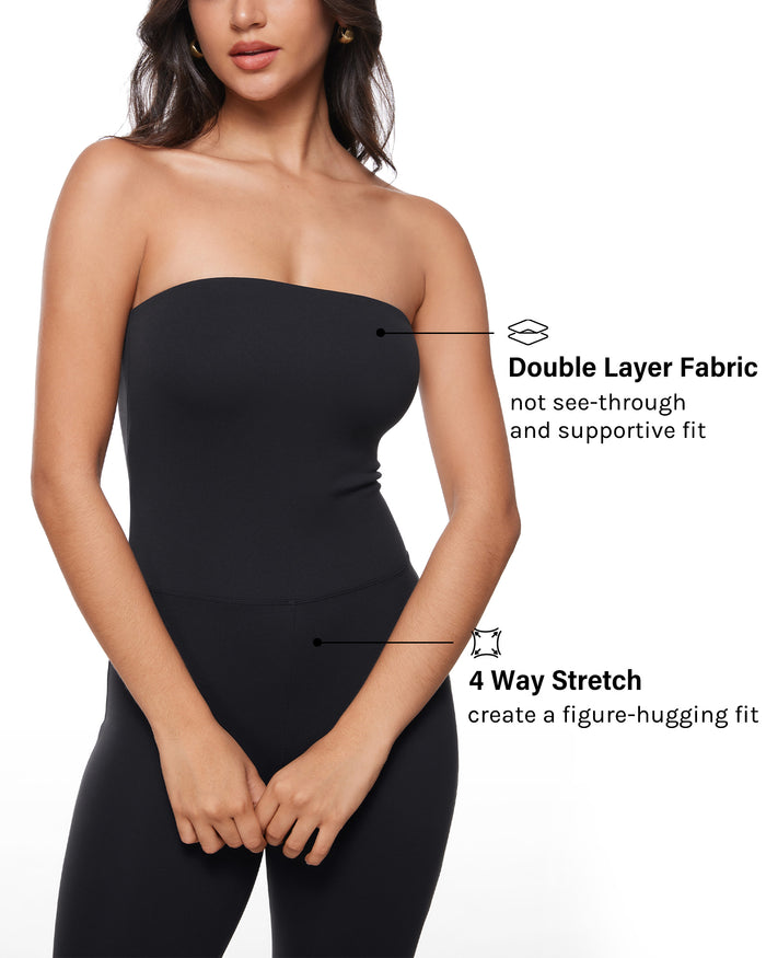 Strapless Flare Legging Jumpsuit