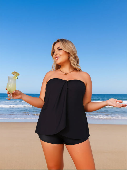 Strapless Tankini Swimsuits for Women 2 Piece Tummy Control High Waisted Bathing Suits Flowy Modest Swim Suit 2026