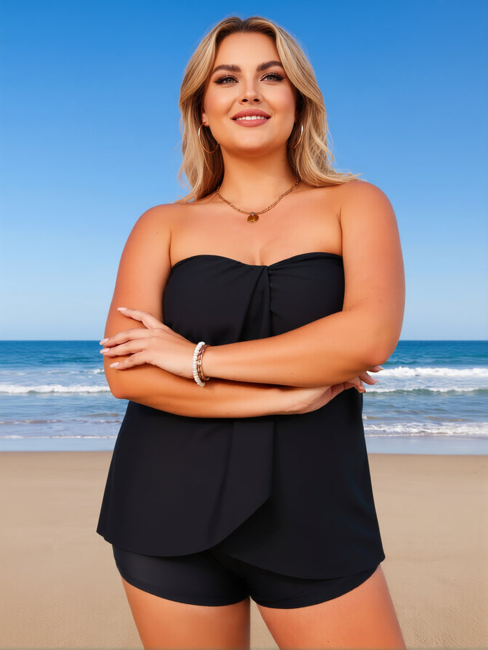Strapless Tankini Swimsuits for Women 2 Piece Tummy Control High Waisted Bathing Suits Flowy Modest Swim Suit 2026
