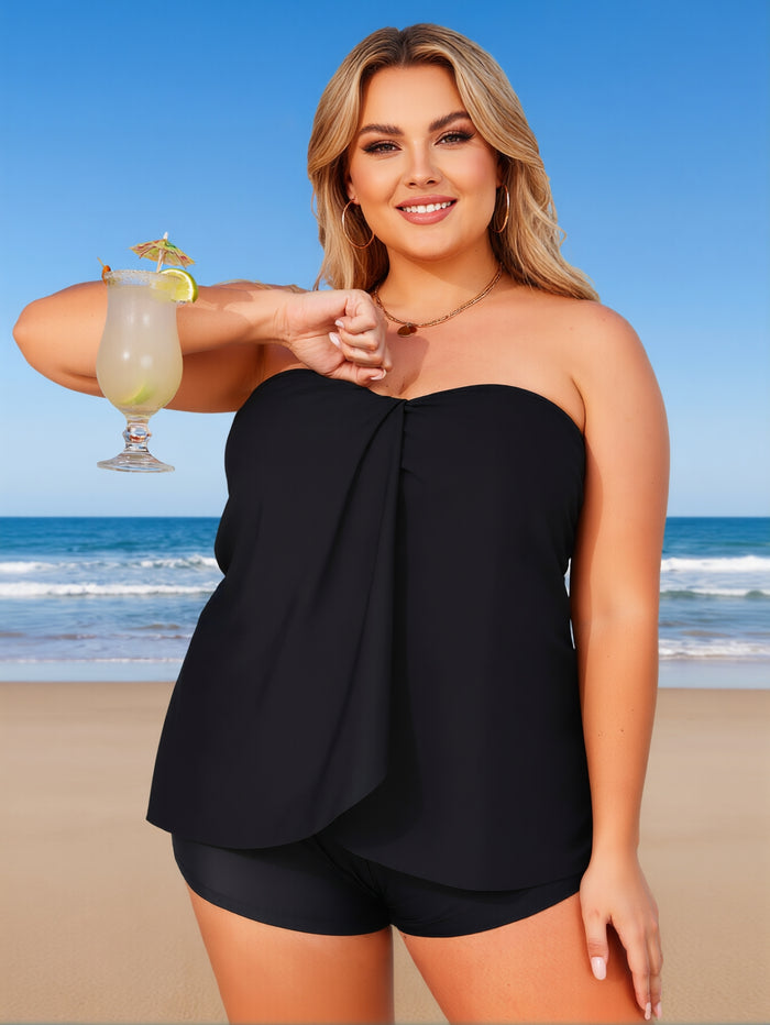 Strapless Tankini Swimsuits for Women 2 Piece Tummy Control High Waisted Bathing Suits Flowy Modest Swim Suit 2026