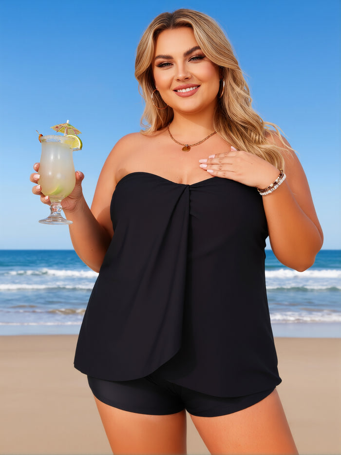 Strapless Tankini Swimsuits for Women 2 Piece Tummy Control High Waisted Bathing Suits Flowy Modest Swim Suit 2026