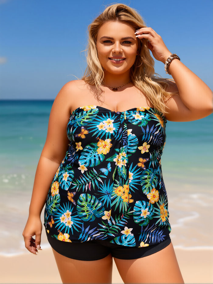 Strapless Tankini Swimsuits for Women 2 Piece Tummy Control High Waisted Bathing Suits Flowy Modest Swim Suit 2026