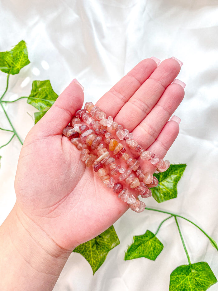 Strawberry Quartz Chip Bracelet