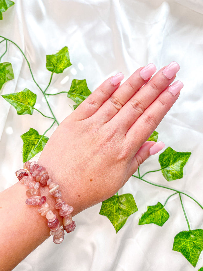 Strawberry Quartz Chip Bracelet