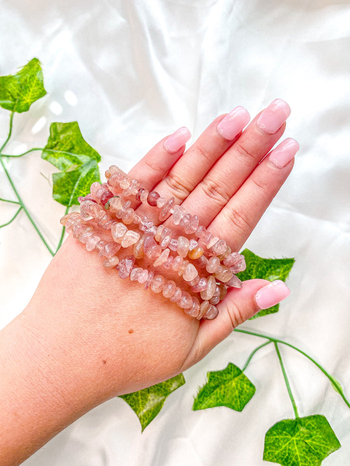 Strawberry Quartz Chip Bracelet