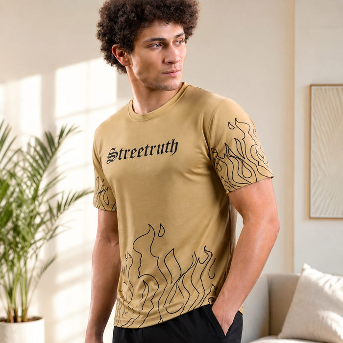 Streettruth Men's Round Neck Printed T-Shirt | Premium Tencel Lycra | Casual Streetwear